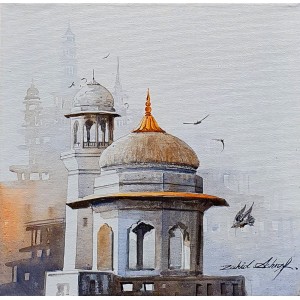 Zahid Ashraf, 12 x 12 inch, Acrylic on Canvas, Cityscape Painting, AC-ZHA-128